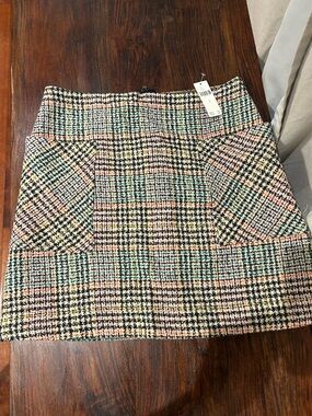 Maeve Multicolor Tweed Pencil Skirt in Pink, Green, Orange, Black & Cream
